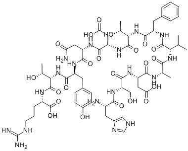 structure of CAS# 120928-03-2, L-Histidyl-L-Seryl-L-alpha-Aspartyl-L-Alanyl-L-Valyl-L-Phenylalanyl-L-Threonyl-L-alpha-Aspartyl-L-Asparaginyl-L-Tyrosyl-L-Threonyl-L-Arginine;VASOACTIVE INTESTINAL PEPTIDE (1-12), HUMAN, PORCINE, RAT, OVINE;VASOACTIVE INTESTINAL PEPTIDE FRAGMENT 1-12 HUMAN, PORCINE, RAT;VASOACTIVE INTESTINAL PEPTIDE (1-12) (HUMAN, PORCINE, RAT)