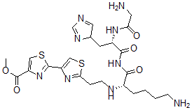 CAS#: 121034-90-0， Methyl 2-[2-[2-[[(2S)-6-Amino-1-[[(2S)-2-[(2-Aminoacetyl)Amino]-3-(4H-Imidazol-4-Yl)Propanoyl]Amino]-1-Oxohexan-2-Yl]Amino]Ethyl]-1,3-Thiazol-4-Yl]-1,3-Thiazole-4-Carboxylate