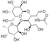 CAS#: 121686-59-7， O-Fucopyranosyl-(1-3)-O-galactopyranosyl-(1-4)-2-acetamido-2-deoxyglucopyranose (N-acetyl-3'-O-fucopyranosyllactosamine)