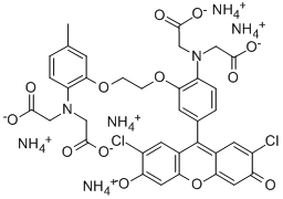 CAS#: 121714-13-4， 2-[[2-[2-[2-(Bis(Carboxymethyl)Amino)-5-Methylphenoxy]Ethoxy]-4-(2,7-Dichloro-3-Hydroxy-6-Oxoxanthen-9-Yl)Phenyl]-(Carboxymethyl)Amino]Acetic Acid