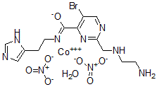 CAS#: 122019-28-7， (2-((2-(2-Aminoethyl)amino)methyl)-5-bromo-N-(2-(1H-imidazol-4-yl)ethyl)-4-pyrimidinecarboxamidato)aquacobalt dinitrate