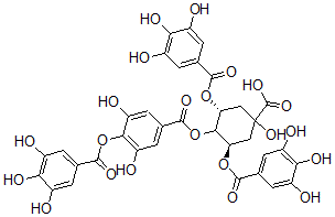 CAS#: 123134-19-0， (3R,5R)-4-[3,5-Dihydroxy-4-(3,4,5-Trihydroxybenzoyl)Oxybenzoyl]Oxy-1-Hydroxy-3,5-Bis[(3,4,5-Trihydroxybenzoyl)Oxy]Cyclohexane-1-Carboxylic Acid