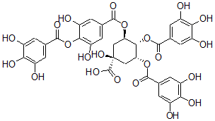 CAS 登录号：123166-69-8， (1S,3R,4R,5R)-3-[3,5-二羟基-4-(3,4,5-三羟基苯甲酰基)氧基苯甲酰基]氧基-1-羟基-4,5-二[(3,4,5-三羟基苯甲酰基)氧基]环己烷-1-羧酸