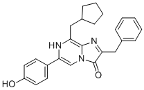 structure of CAS# 123437-32-1, Coelenterazine Hcp;IMIDAZO[1,2-A]PYRAZIN-3(7H)-ONE, 8-(CYCLOPENTYLMETHYL)-6-(4-HYDROXYPHENYL)-2-(PHENYLMETHYL)-;2-BENZYL-6-(P-HYDROXYPHENYL)-8-CYCLOPENTYLMETHYLIMIDAZO[1,2-A]PYRAZIN-3-(7H)-ONE;COELENTERAZINE-HCP, SYNTHETIC