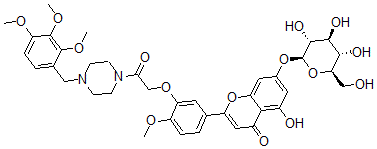 CAS#: 123580-53-0， 5-Hydroxy-2-[4-Methoxy-3-[2-Oxo-2-[4-[(2,3,4-Trimethoxyphenyl)Methyl]Piperazin-1-Yl]Ethoxy]Phenyl]-7-[(2S,3R,4S,5S,6R)-3,4,5-Trihydroxy-6-(Hydroxymethyl)Oxan-2-Yl]Oxychromen-4-One