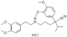 CAS#: 123931-31-7， 2-(3,4-Dimethoxyphenyl)-5-{[2-(3,4-Dimethoxyphenyl)Ethyl]Amino}-2-Isopropylpentanenitrile Hydrochloride (1:1)