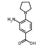structure of CAS# 123986-58-3, 3-Amino-4-(1-Pyrrolidinyl)Benzoic Acid;3-amino-4-(1-pyrrolidinyl)benzoic acid;3-amino-4-pyrrolidin-1-ylbenzoic acid;3-Amino-4-pyrrolidin-1-yl-benzoic acid