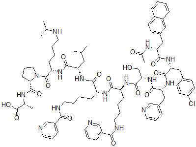 CAS#: 124361-52-0， 1-(N-Ac-2-Naphthyl)-Ala-2-(4-Chloro)-Phe-3-Pyridyl-Ala-5,6-Nicotinyl-Lys-8-Isopropyl-Lys-10-Alanh2-Lhrh