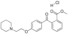 structure of CAS# 1248-42-6, Pitofenone Hydrochloride;Methyl 2-[4-[2-(1-Piperidyl)Ethoxy]Benzoyl]Benzoate Hydrochloride;2-[Oxo-[4-[2-(1-Piperidyl)Ethoxy]Phenyl]Methyl]Benzoic Acid Methyl Ester Hydrochloride;2-[4-(2-Piperidinoethoxy)Benzoyl]Benzoic Acid Methyl Ester Hydrochloride