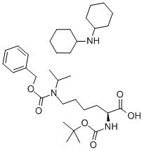 structure of CAS# 125323-99-1, N2-[(1,1-Dimethylethoxy)Carbonyl]-N6-(1-Methylethyl)-N6-[(Phenylmethoxy)Carbonyl]-L-Lysine