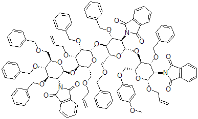 CAS#: 125970-74-3， 2-propen-1-ylO-2-deoxy-2-(1,3-dihydro-1,3-dioxo-2H-isoindol-2-yl)-3,4,6-tris-O-(phenylmethyl)-b-D-glucopyranosyl-(1->4)-O-2-O-(phenylmethyl)-3,6-di-O-2-propen-1-yl-b-D-mannopyranosyl-(1->4)-O-2-deoxy-2-(1,3-dihydro-1,3-dioxo-2H-isoindol-2-yl)-3,6-bis-O-(phenylmethyl)-b-D-glucopyranosyl-(1->4)-2-deoxy-2-(1,3-dihydro-1,3-dioxo-2H-isoindol-2-yl)-6-O-(4-methoxyphenyl)-3-O-(phenylmethyl)-b-D-Glucopyranoside