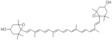 CAS#: 1263-54-3， 6-[(1E,3E,5E,7E,9E,11E,13E,15Z,17E)-18-(3-Hydroxy-1,5,5-Trimethyl-7-Oxabicyclo[4.1.0]Hept-6-Yl)-3,7,12,16-Tetramethyl-Octadeca-1,3,5,7,9,11,13,15,17-Nonaenyl]-1,5,5-Trimethyl-7-Oxabicyclo[4.1.0]Heptan-3-Ol