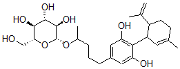 CAS#: 126420-96-0， (2R,3R,4S,5S,6R)-2-[5-[3,5-Dihydroxy-4-(3-Methyl-6-Prop-1-En-2-Yl-1-Cyclohex-2-Enyl)Phenyl]Pentan-2-Yloxy]-6-(Hydroxymethyl)Oxane-3,4,5-Triol