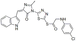 CAS#: 127227-40-1， S-[[5-[(4E)-4-(1H-Indol-3-Ylmethylidene)-2-Methyl-5-Oxoimidazol-1-Yl]-1,3,4-Thiadiazol-2-Yl]] 2-[(4-Chlorophenyl)Amino]Ethanethioate