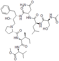 CAS#: 127231-42-9， Methyl 1-{(2S,3S)-3-[(N-acetyl-L-seryl-L-leucyl-L-asparaginyl)amino]-2-hydroxy-4-phenylbutyl}-L-prolyl-L-isoleucyl-L-valinate