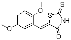 structure of CAS# 127378-17-0, (5Z)-5-(2,5-Dimethoxybenzylidene)-2-Thioxo-1,3-Thiazolidin-4-One;(5E)-5-(2<wbr>,5-Dimeth<wbr>oxybenzyl<wbr>idene)-2-<wbr>mercapto-<wbr>1,3-thiaz<wbr>ol-4(5H)-<wbr>one;(5Z)-5-(2<wbr>,5-dimeth<wbr>oxybenzyl<wbr>idene)-2-<wbr>sulfanyl-<wbr>1,3-thiaz<wbr>ol-4(5H)-<wbr>one;(5Z)-5-(2<wbr>,5-dimeth<wbr>oxybenzyl<wbr>idene)-2-<wbr>thioxo-1,<wbr>3-thiazol<wbr>idin-4-one
