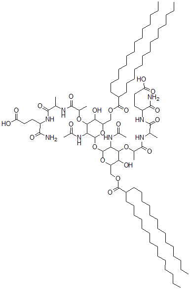 CAS#: 127896-98-4， 2,2'-O-(2,2'-Diacetamido-2,3,2',3'-Tetradeoxy-6,6'-Di-O-(2-Tetradecylhexadecanoyl)-alpha,alpha'-Trehalose-3,3'-Diyl)Bis(N-Lactoyl-Alanyl-Isoglutamine)