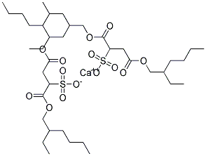 structure of CAS# 128-49-4, Docusate Calcium;Calcium 1,4-Bis(2-Ethylhexoxy)-1,4-Dioxo-Butane-2-Sulfonate;Calcium 1,4-Bis(2-Ethylhexoxy)-1,4-Diketo-Butane-2-Sulfonate;Docusate Calcium (Usp)