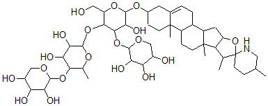 CAS#: 128585-03-5， (3beta,22alpha,25R)-Spirosol-5-En-3-Yl O-beta-D-Xylopyranosyl-(1-3)-O-(O-beta-D-Xylopyranosyl-(1-4)-6-Deoxy-L-Mannopyranosyl-(1-4))-beta-D-Glucopyranoside