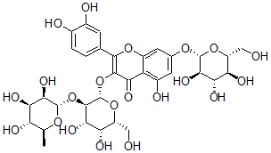CAS#: 128988-57-8， Quercetin 3-O-alpha-rhamnopyranosyl(1-2)-beta-galactopyranoside-7-O-beta-glucopyranoside