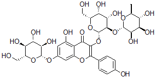 CAS#: 128988-58-9， Kaempferol 3-O-alpha-rhamnopyranosyl(1-2)-beta-galactopyranoside-7-O-beta-glucopyranoside