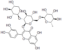 CAS#: 129235-39-8， 2-(3,4-Dihydroxyphenyl)-3-[(2S,3R,4S,5S,6R)-4,5-Dihydroxy-6-[[(2R,3R,4R,5R,6S)-3,4,5-Trihydroxy-6-Methyloxan-2-Yl]Oxymethyl]-3-[(2S,3R,4S,5R)-3,4,5-Trihydroxyoxan-2-Yl]Oxyoxan-2-Yl]Oxy-5,7-Dihydroxychromen-4-One