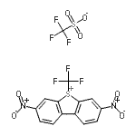 structure of CAS# 129922-37-8, 3,7-Dinitro-5-(Trifluoromethyl)Dibenzo[b,d]Thiophenium Trifluoromethanesulfonate;S-(Triflu<wbr>oromethyl<wbr>)-3,7-din<wbr>itrodiben<wbr>zothiophe<wbr>nium trif<wbr>luorometh<wbr>anesulpho<wbr>nate;S-(Triflu<wbr>oromethyl<wbr>)-3,7-din<wbr>itrodiben<wbr>zothiophe<wbr>niumtrifl<wbr>uorometha<wbr>nesulfona<wbr>te
