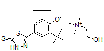 CAS#: 130116-16-4， 2,6-Ditert-Butyl-4-(5-Sulfanylidene-4H-1,3,4-Thiadiazol-2-Yl)Phenolate, 2-Hydroxyethyl-Trimethylazanium