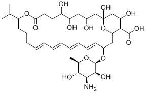 CAS#: 130767-46-3， (4E,6E,8E,10Z)-3-[(2R,3S,4S,5S,6R)-4-Amino-3,5-Dihydroxy-6-Methyloxan-2-Yl]Oxy-20,21,23,25,27-Pentahydroxy-17-Oxo-15-Propan-2-Yl-16,29-Dioxabicyclo[23.3.1]Nonacosa-4,6,8,10-Tetraene-28-Carboxylic Acid