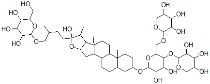 CAS#: 131123-74-5， 5beta-Furost-3beta,22,26-Triol-3-O-beta-D-Xylopyranosyl-(1-4)-(alpha-L-Arabinopyranosyl (1-6))-beta-D-Glucopyranoside-26-O-beta-D-Glucopyranoside