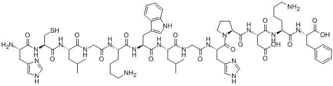 CAS#: 131334-43-5， L-Histidyl-L-Cysteinyl-L-Leucylglycyl-L-Lysyl-L-Tryptophyl-L-Leucylglycyl-L-Histidyl-L-Prolyl-L-alpha-Aspartyl-L-Lysyl-L-Phenylalanine