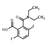 structure of CAS# 131401-56-4, 2-(Diethylcarbamoyl)-3,6-Difluorobenzoic Acid;2-(N,N-diethylcarbamoyl)-3,6-difluorobenzoic acid;MFCD00134474;N,N-DIETHYL-3,6-DIFLUOROPHTHALAMIC ACID