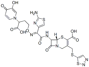 CAS#: 133162-45-5， 7-(-2-(2-Aminothiazol-4-yl)-2-(3-(3-hydroxy-4-pyridon-1-yl)-3-carboxypropoxyimino)acetamido)-3-(1,2,3-thiadiazol-5-yl)-thiomethyl-3-cephem-4-carboxylic acid