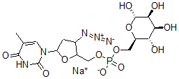 CAS#: 133163-37-8， Sodium [3-Azido-5-(5-Methyl-2,4-Dioxopyrimidin-1-Yl)Oxolan-2-Yl]Methyl [(2R,3S,4S,5S,6S)-3,4,5,6-Tetrahydroxyoxan-2-Yl]Methyl Hydrogen Phosphate