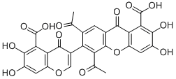 CAS#: 133293-89-7, 5,7-Diacetyl-6-(5-Carboxy-6,7-Dihydroxy-4-Oxochromen-3-Yl)-2,3-Dihydroxy-9-Oxoxanthene-1-Carboxylic Acid
