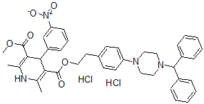 CAS#: 133743-71-2， O3-[2-[4-(4-Benzhydrylpiperazin-1-Yl)Phenyl]Ethyl] O5-Methyl 2,6-Dimethyl-4-(3-Nitrophenyl)-1,4-Dihydropyridine-3,5-Dicarboxylate Dihydrochloride
