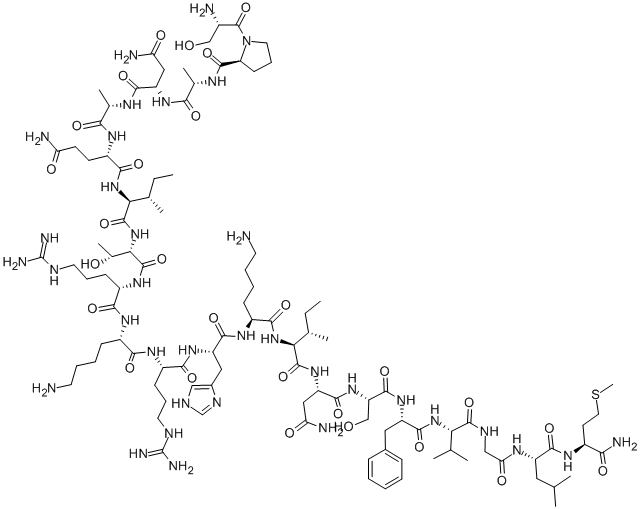 CAS#: 133950-47-7， L-seryl-L-prolyl-L-alanyl-L-asparaginyl-L-alanyl-L-glutaminyl-L-isoleucyl-L-threonyl-L-arginyl-L-lysyl-L-arginyl-L-histidyl-L-lysyl-L-isoleucyl-L-asparaginyl-L-seryl-L-phenylalanyl-L-valylglycyl-L-leucyl-L-Methioninamide