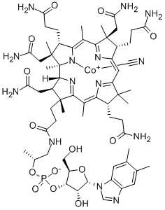 CAS#: 13408-78-1， Cobinamide, Dihydrogenphosphate (Ester), Inner Salt, 3'-Ester With (5,6-Dimethyl-1-alpha-D-Ribofuranosyl-1H-Benzimidazole-Kn3), Ion(1+)