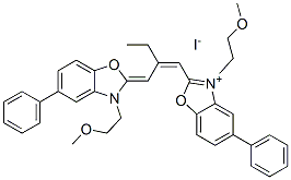 CAS#: 13416-17-6， 3-(2-Methoxyethyl)-2-[2-[[3-(2-Methoxyethyl)-5-Phenyl-3H-Benzoxazol-2-Ylidene]Methyl]But-1-Enyl]-5-Phenylbenzoxazolium Iodide