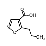 structure of CAS# 134541-04-1, 5-Propyl-1,2-Oxazole-4-Carboxylic Acid;4-isoxazolecarboxylic acid, 5-propyl-;5-propyl-4-isoxazolecarboxylic acid;5-propylisoxazole-4-carboxylic acid