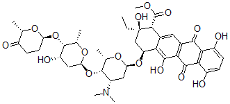 CAS#: 134910-04-6， Methyl (1R,2R,4S)-4-[(2R,4S,5S,6S)-4-Dimethylamino-5-[(2S,4S,5S,6S)-4-Hydroxy-6-Methyl-5-[(2R,6S)-6-Methyl-5-Oxooxan-2-Yl]Oxyoxan-2-Yl]Oxy-6-Methyloxan-2-Yl]Oxy-2-Ethyl-2,5,7,10-Tetrahydroxy-6,11-Dioxo-3,4-Dihydro-1H-Tetracene-1-Carboxylate