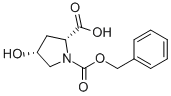structure of CAS# 13504-86-4, (2S,4S)-4-Hydroxy-1,2-Pyrrolidinedicarboxylic Acid 1-(Phenylmethyl) Ester;(2S,4S)-N-ALPHA-CARBOBENZOXY-4-HYDROXYPYRROLIDINE-2-CARBOXYLIC ACID;(2S,4S)-1-(Benzyloxycarbonyl)-4-Hydroxypyrrolidine-2-Carboxylic;CIS-N-ALPHA-BENZYLOXYCARBONYL-L-HYDROXYPROLINE