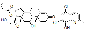 CAS#: 135467-84-4， (11beta)-11,21-dihydroxy-17-(1-oxobutoxy)-Pregn-4-ene-3,20-dione mixt. with 5,7-dichloro-2-methyl-8-quinolinol