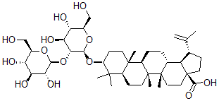 CAS#: 135757-66-3， (3beta)-3-((2-O-beta-D-Glucopyranosyl-beta-D-Glucopyranosyl)Oxy)Lup-20(29)-En-28-Oic Acid