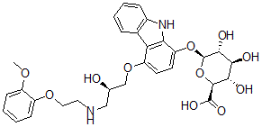 CAS#: 136657-37-9， (2S,3S,4S,5R,6S)-3,4,5-Trihydroxy-6-[[4-[(2R)-2-Hydroxy-3-[2-(2-Methoxyphenoxy)Ethylamino]Propoxy]-9H-Carbazol-1-Yl]Oxy]Oxane-2-Carboxylic Acid