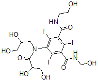 CAS 登录号:136880-97-2, 5-(2,3-二羟基丙酰基-(2,3-二羟基丙基)氨基)-N-(2-羟基乙基)-N'-(羟基甲基)-2,4,6-三碘苯-1,3-二甲酰胺