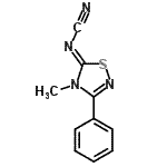 structure of CAS# 138572-15-3, [(5Z)-4-Methyl-3-Phenyl-1,2,4-Thiadiazol-5(4H)-Ylidene]Cyanamide;(4-methyl-3-phenyl-1,2,4-thiadiazol-5-ylidene)cyanamide;2-(4-meth<wbr>yl-3-phen<wbr>yl-1,2,4-<wbr>thiadiazo<wbr>lin-5-yli<wbr>dene)-2-a<wbr>zaethanen<wbr>itrile