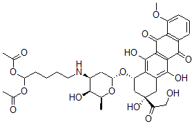 CAS#: 138967-27-8， [1-Acetyloxy-5-[[(2S,3S,4S,6R)-3-Hydroxy-2-Methyl-6-[[(1S,3S)-3,5,12-Trihydroxy-3-(2-Hydroxyacetyl)-10-Methoxy-6,11-Dioxo-2,4-Dihydro-1H-Tetracen-1-Yl]Oxy]Oxan-4-Yl]Amino]Pentyl] Acetate