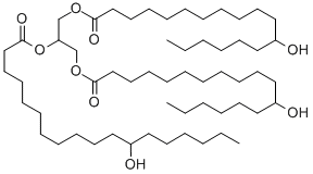structure of CAS# 139-44-6, 12-Hydroxy-Octadecanoic Acid 1,1',1''-(1,2,3-Propanetriyl) Ester;[2-(12-Hydroxyoctadecanoyloxy)-1-(12-Hydroxyoctadecanoyloxymethyl)Ethyl] 12-Hydroxyoctadecanoate;12-Hydroxyoctadecanoic Acid [2-(12-Hydroxy-1-Oxooctadecoxy)-1-[(12-Hydroxy-1-Oxooctadecoxy)Methyl]Ethyl] Ester;12-Hydroxystearic Acid [2-(12-Hydroxyoctadecanoyloxy)-1-(12-Hydroxyoctadecanoyloxymethyl)Ethyl] Ester