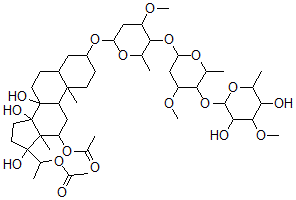 CAS#: 139502-16-2， 12,20-di-O-Acetyl-dihydrosarcostin-3-O-3-O-methyl-6-deoxy-beta-D-allopyranosyl-(1-4)-O-beta-D-oleandropyranosyl-(1-4)-O-beta-D-cymaropyranoside